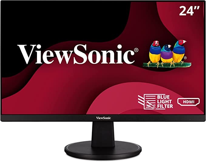 ViewSonic VA2447-MH 24-inch Full HD 1080p display with slim bezel, adaptive sync, 75Hz, eye care and HDMI, VGA input, for home and office